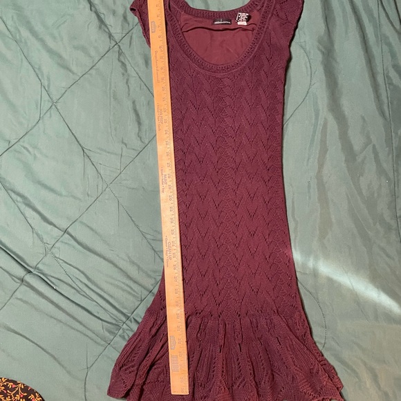 Moda International Plum crochet mini dress. Cap sleeves, lined. Worn once - Picture 2 of 6